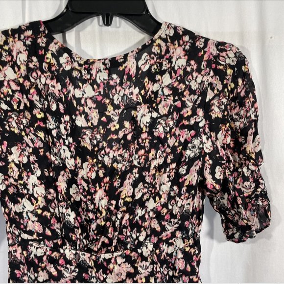 NWT $135 Allsaints [ Small ] Kota Freefall Floral Blouse Black Pink Multi #5312b - Picture 15 of 16